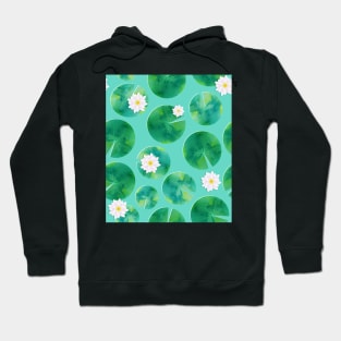 Lily Pads & Flowers Pond Pattern Hoodie